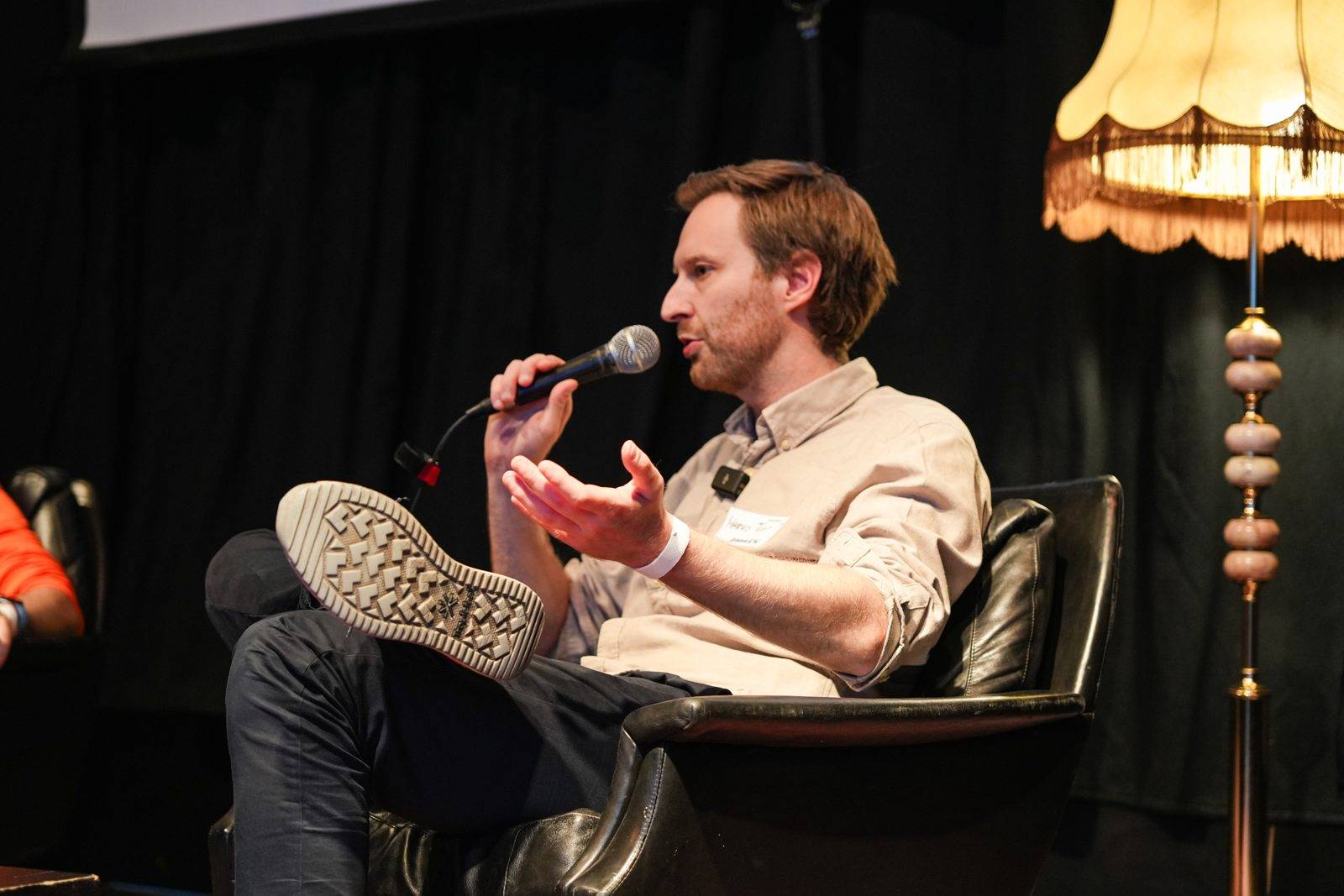 A fireside chat on the lounge stage